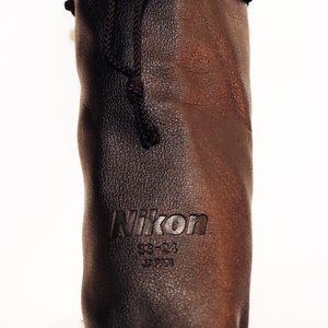 GENUINE NIKON SS-24 FLASH/LENS SOFT PROTECTIVE DrawstringLEATHER POUCH 8.5"BLACK